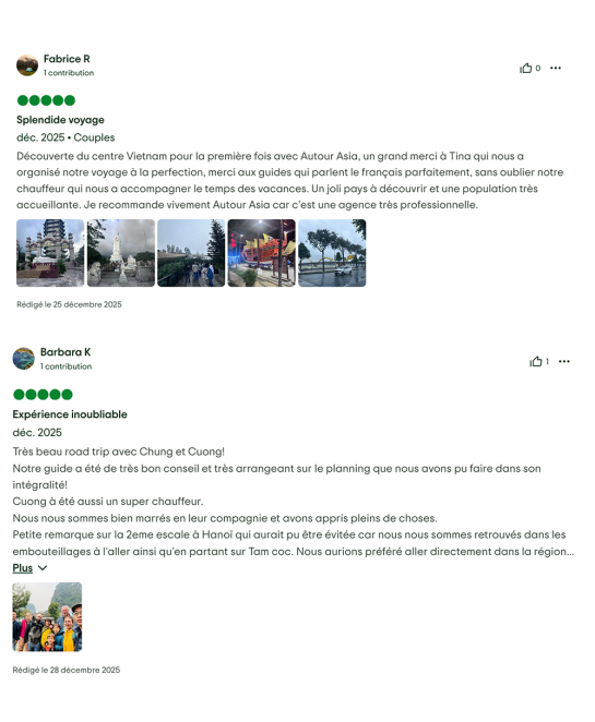 Très bien notés par les voyageurs sur TripAdvisor