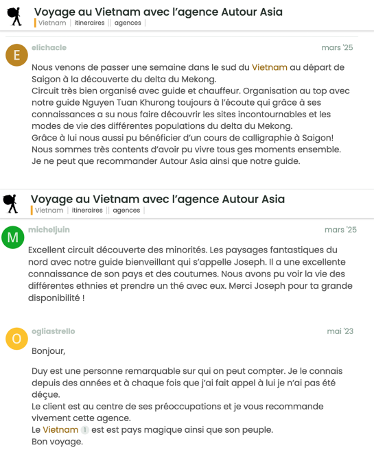 Témoignages clients publiés sur Routard