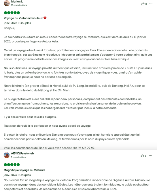 Notre réputation sur TripAdvisor : avis de nos clients