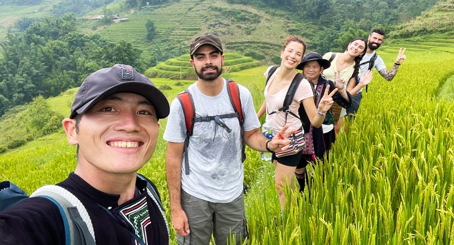 Randonnée à Sapa traversant rizières en terrasses