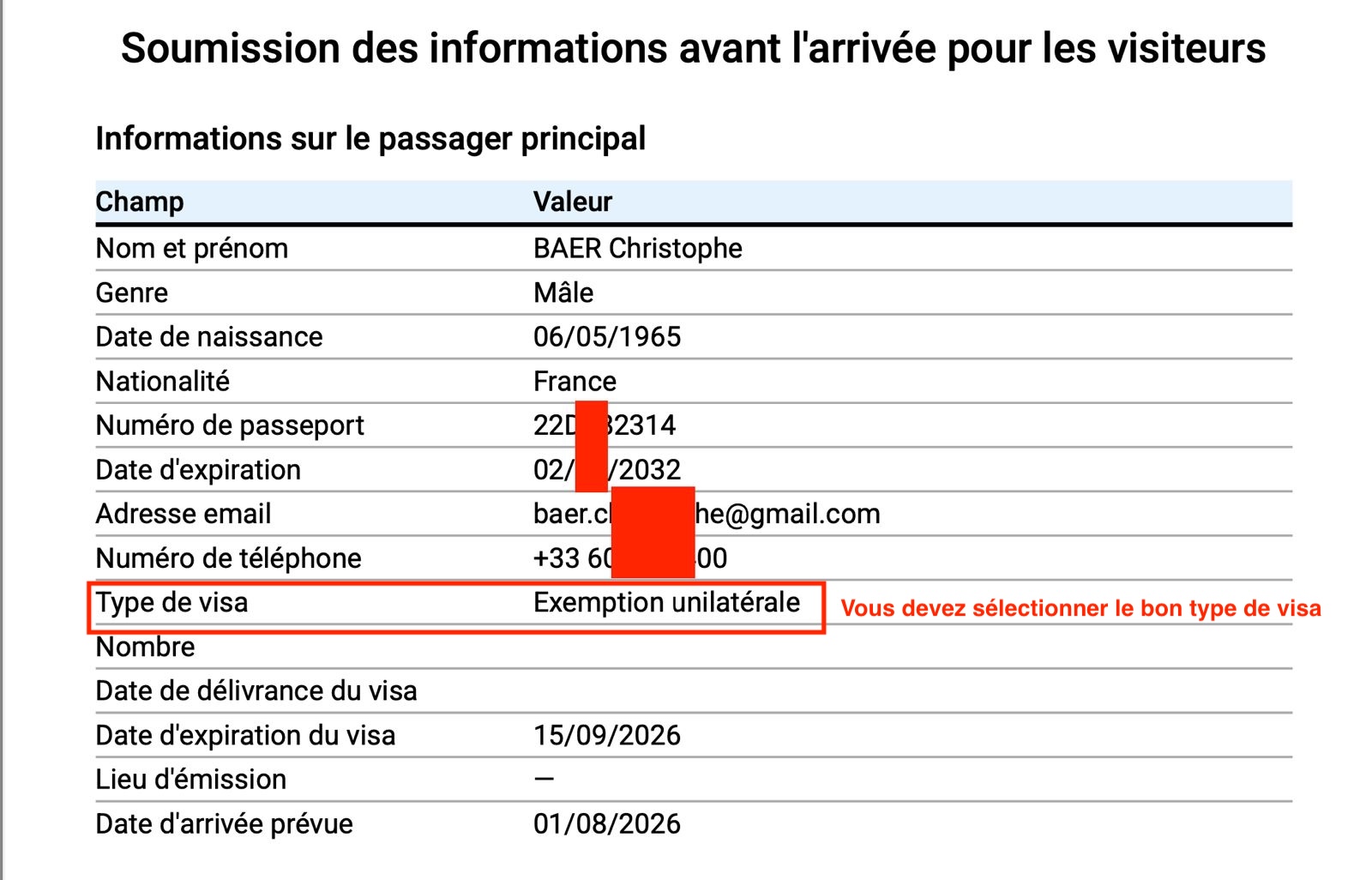 Renseigner vos informations personnelles