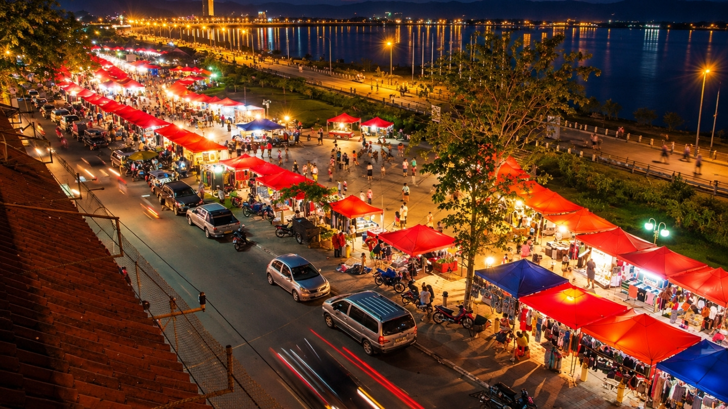 Immersion dans le quotidien des habitants au marché de nuit de Vientiane