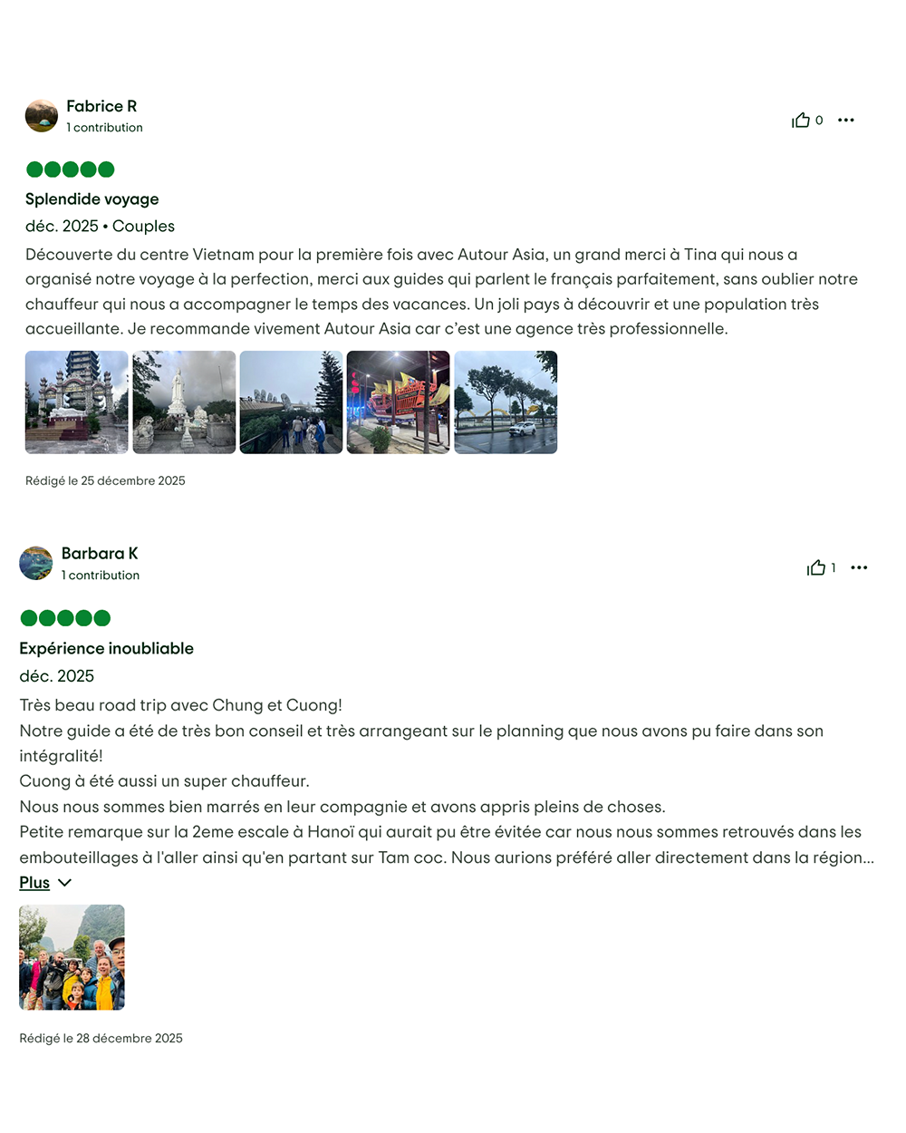 Très bien notés par les voyageurs sur TripAdvisor