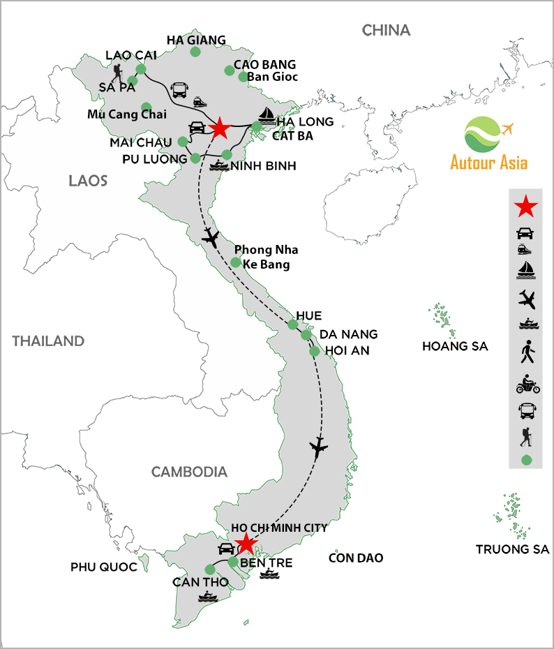 Carte du voyage au Vietnam