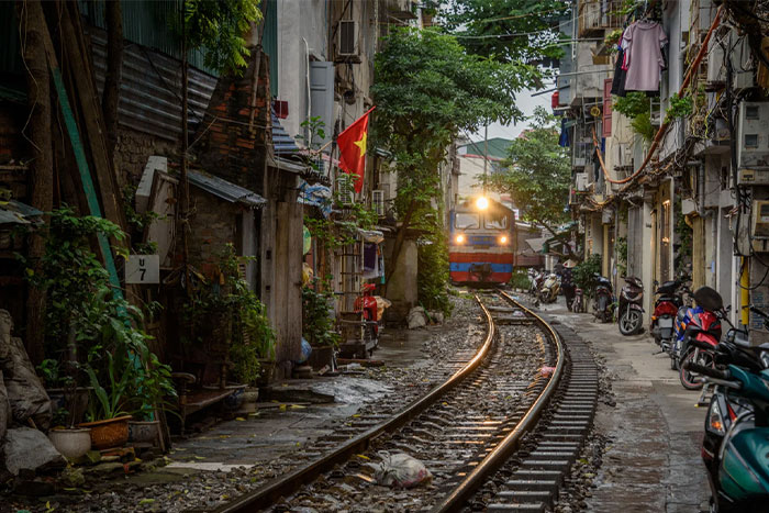 Rue du train au Vietnam