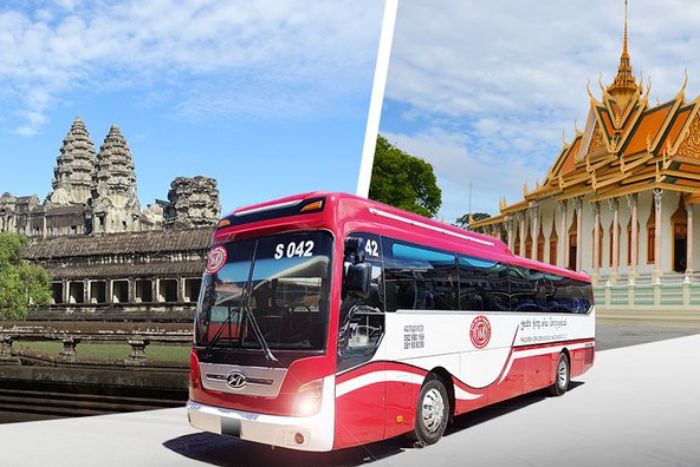 Le bus relie Phnom Penh &agrave; Siem Reap &agrave; petit prix