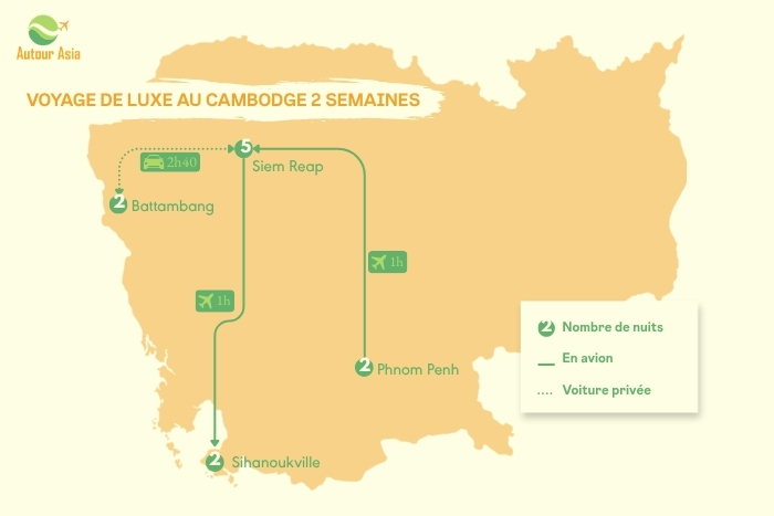 Itin&eacute;raire de 2 semaines au Cambodge