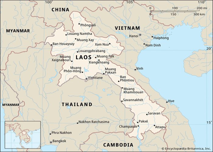 Carte du Laos en Asie du Sud-Est