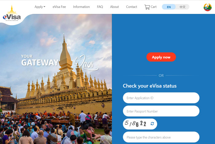 Le site officiel de l'e-visa Laos