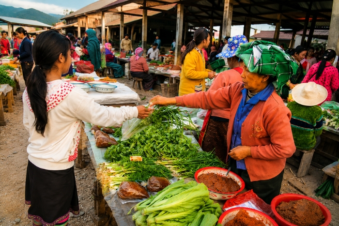 &Agrave; la rencontre de la vie locale au march&eacute; de Muang Sing