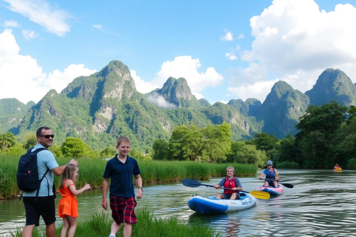 Admirer la beauté paisible de Vang Vieng sur la rivière Nam Song