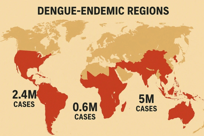 La répartition mondiale de la dengue