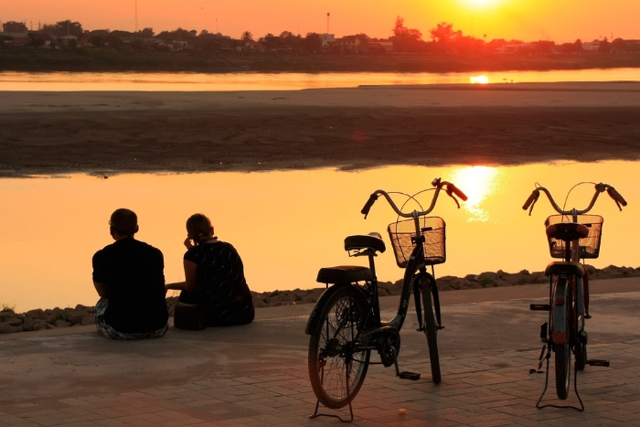 Balade à vélo le long du Mékong