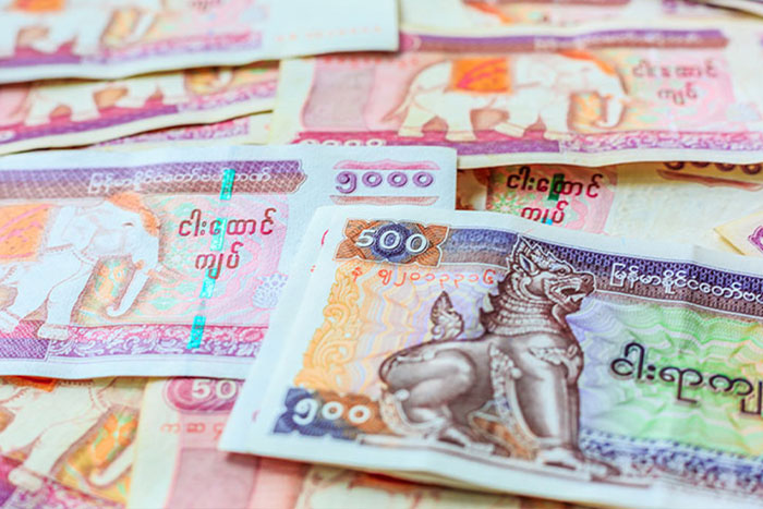 Monnaie en kyats à Rangoon