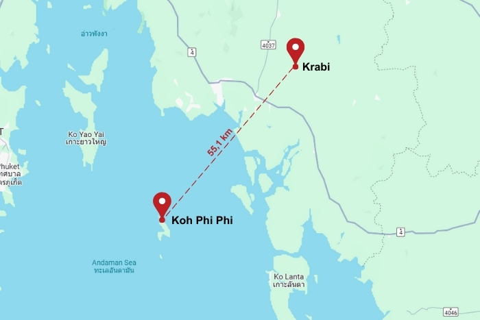 Où se situe Koh Phi Phi et Krabi?