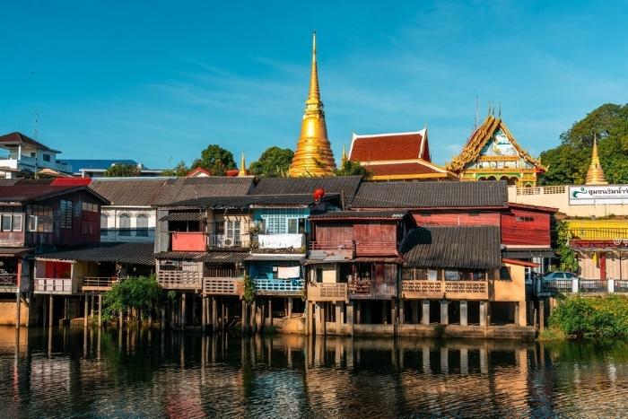 Front de rivi&egrave;re de Chanthaburi, dans la vieille ville de Chanthaburi