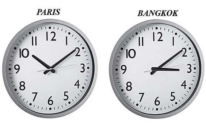 Décalage horaire entre la Thaïlande et la France