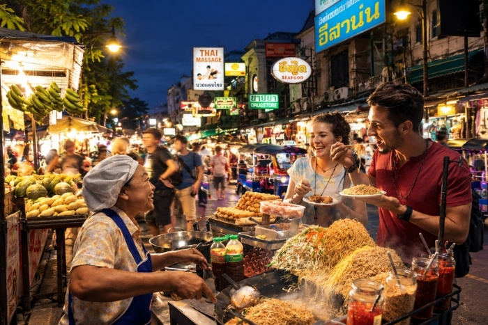 Saveurs de la street food de Bangkok au march&eacute; nocturne