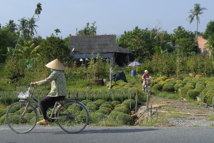 Faire du vélo à Ben Tre au village de fleurs Cai Mon