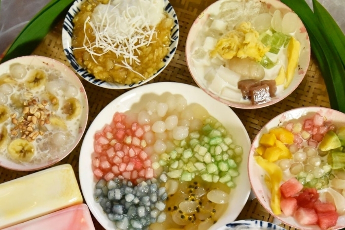 Dessert sucré aux perles, haricots et coco
