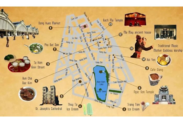 Carte de voyage du Vieux Quartier de Hanoï (Source: Vietnam Airlines)