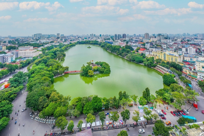 Vue panoramique de la capitale Hanoï d'en haut