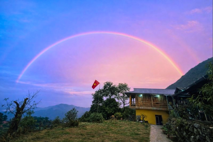 L&rsquo;instant dor&eacute; au-dessus de Si Thau Chai depuis Homestay A Gi&agrave;ng