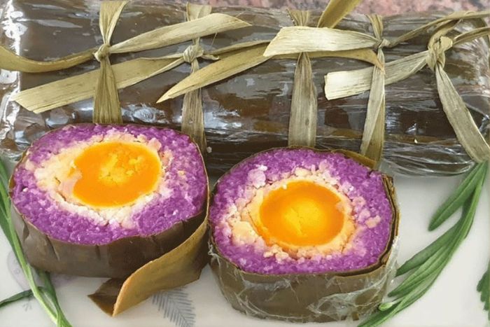 Banh tet la cam - Une spécialité khmère violette