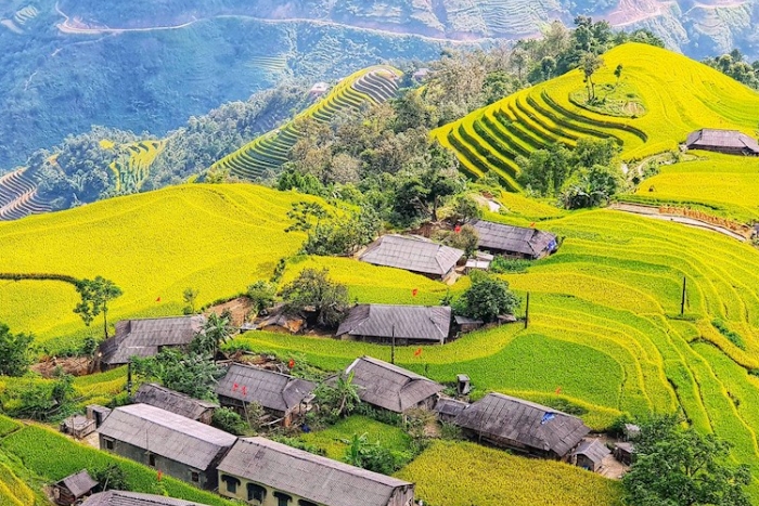 Admirez le paysage naturel du village de Phung