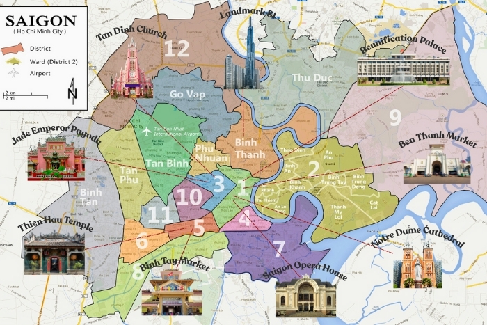 Carte de Saigon avant fusion 2025
