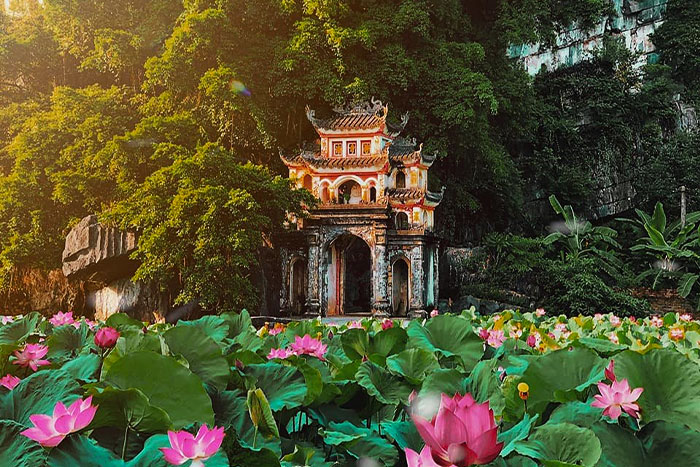 La pagode Bich Dong est entourée d'une nature majestueuse.