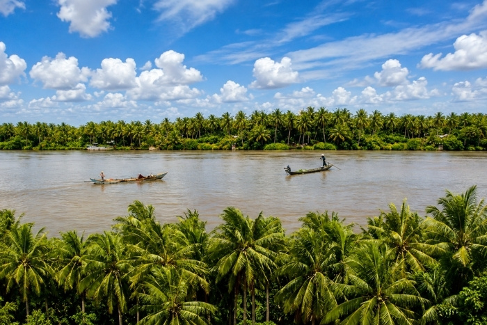 &Eacute;chapp&eacute;e en barque au c&oelig;ur des cocoteraies de Ben Tre