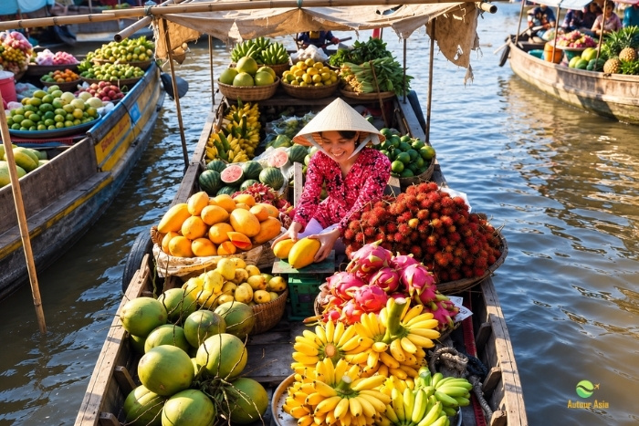 Une matin&eacute;e avec les enfants au march&eacute; flottant de Cai Rang