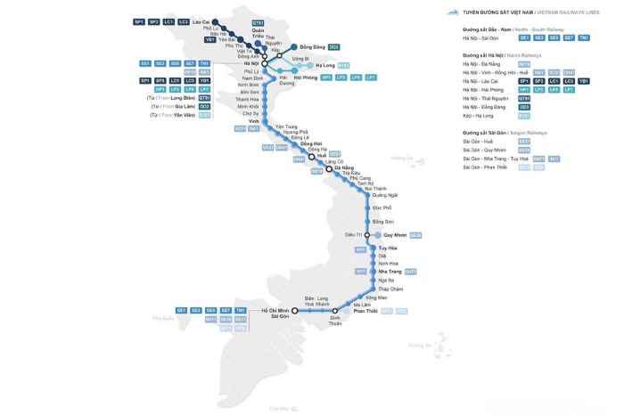 Voyage en train : Carte ferroviaire du Vietnam