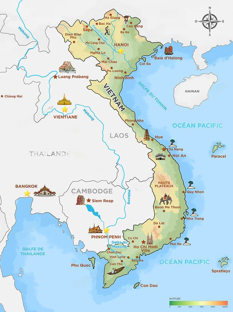 La carte touristique Vietnam 