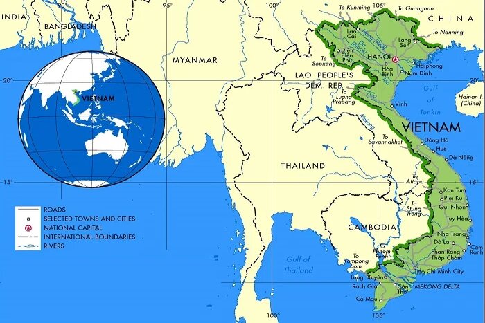La carte géographique du Vietnam 