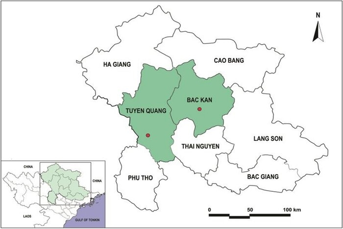 La carte du Nord-est du Vietnam 