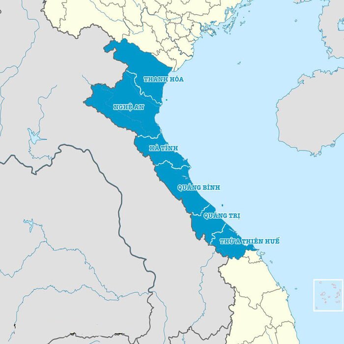La carte du centre-nord du Vietnam
