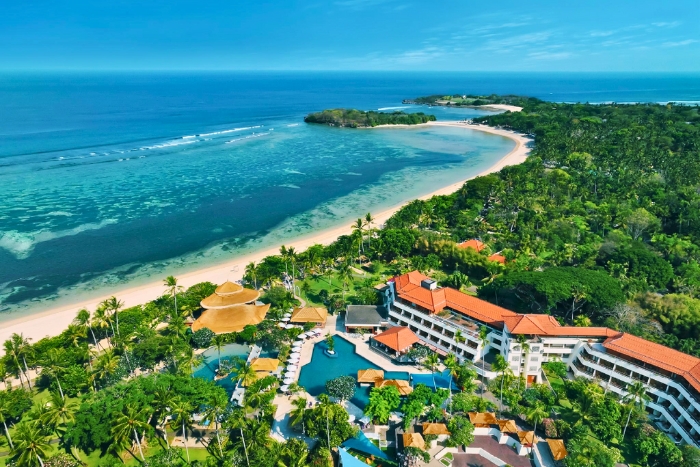 Vue a&eacute;rienne paisible sur Nusa Dua Beach