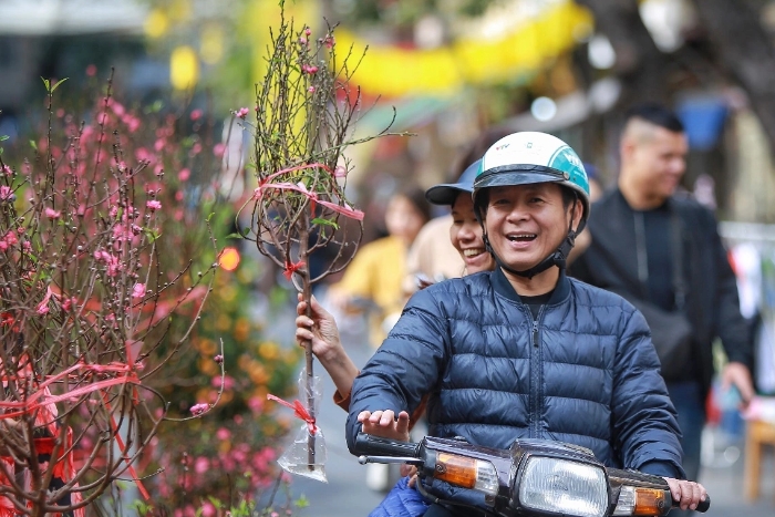 Allez au marché aux fleurs pour acheter des fleurs de pêcher pendant les vacances du Têt